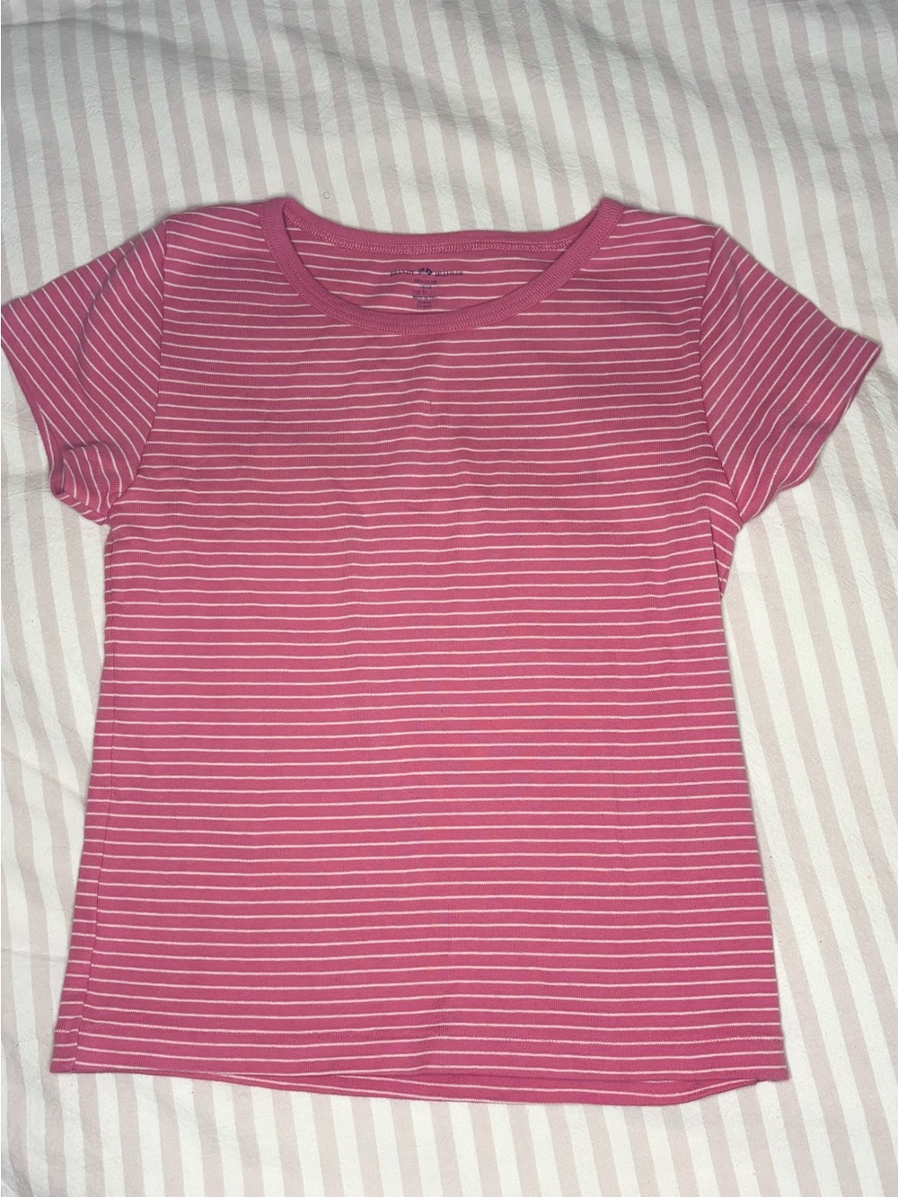 Brandy Melville Pink & White Striped Short Sleeve Tee